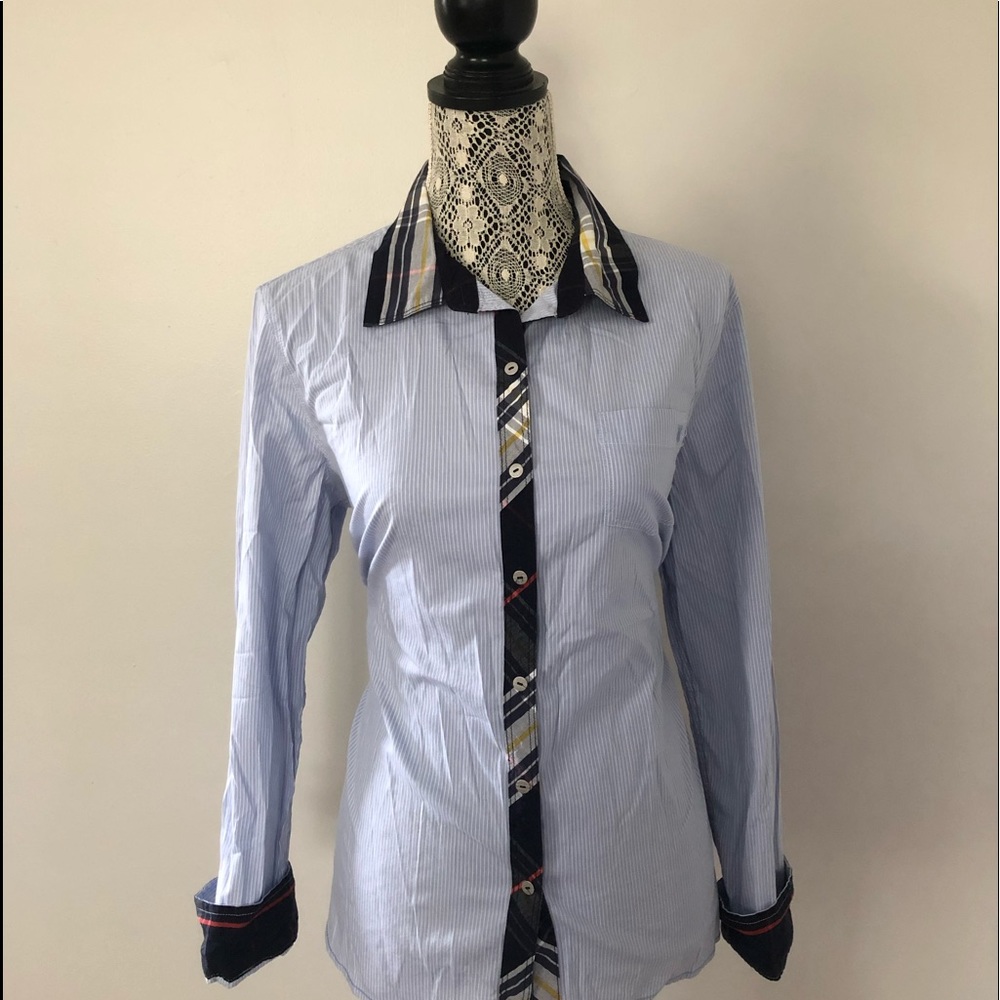 Tommy Hilfiger Plaid Cuffed Button-Down